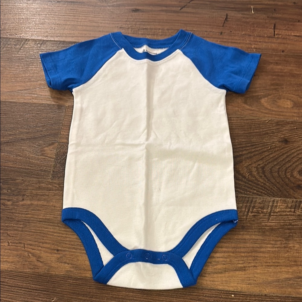 Blue and White Bodysuit with Snap Closures
